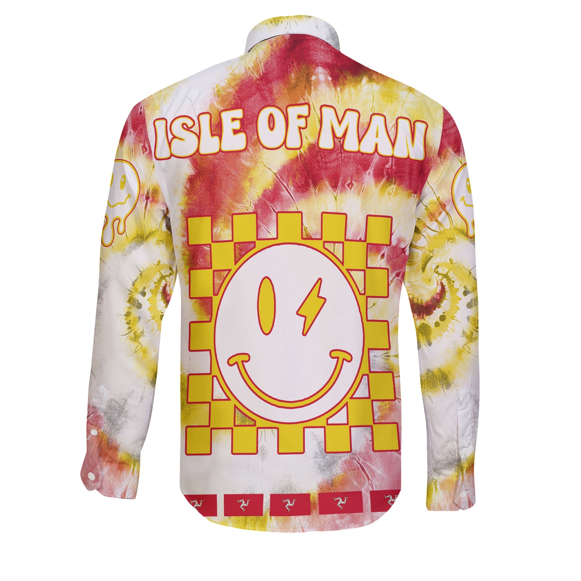 Isle Of Man Long Sleeve Button Shirt Custom Tie Dye Style 2