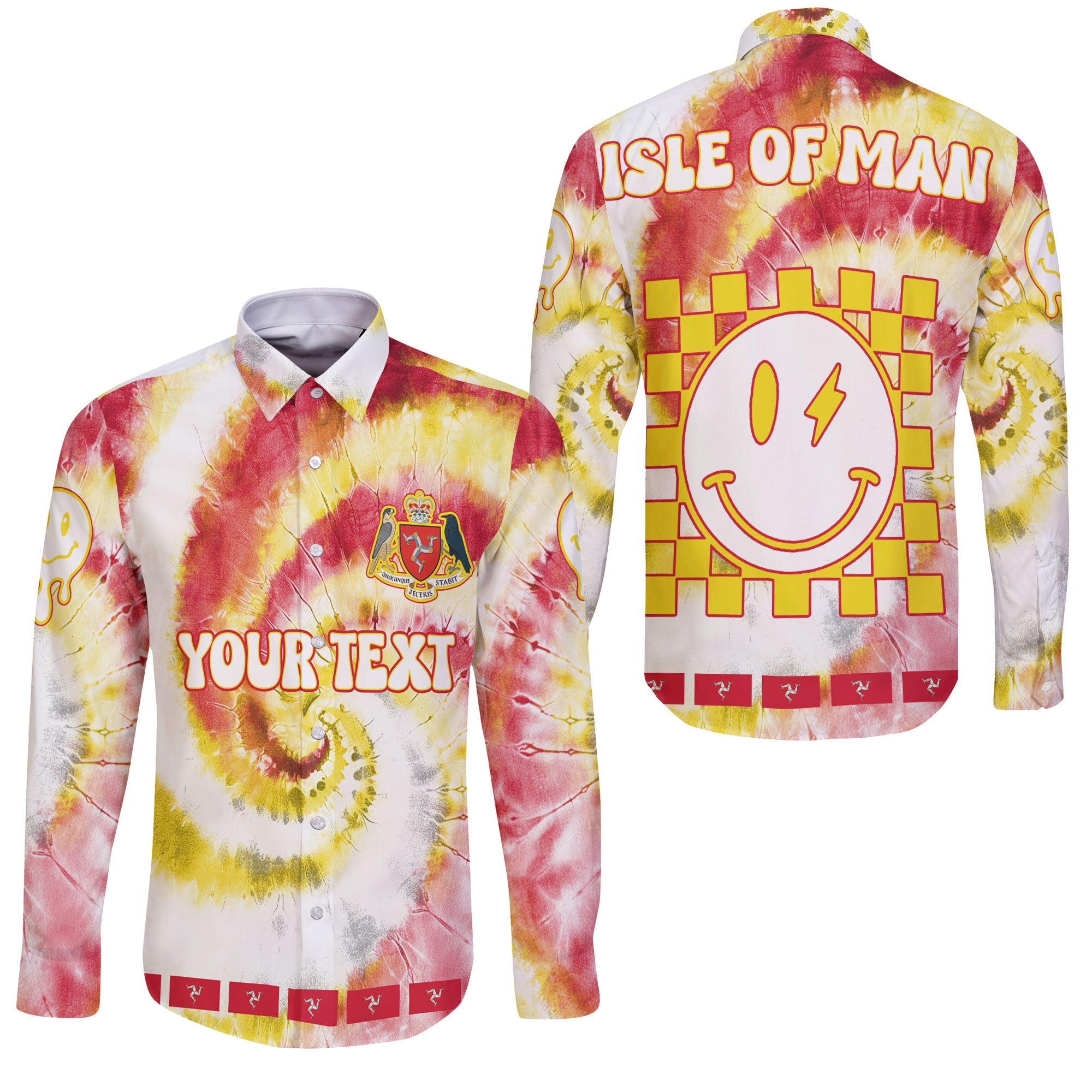 Isle Of Man Long Sleeve Button Shirt Custom Tie Dye Style 3