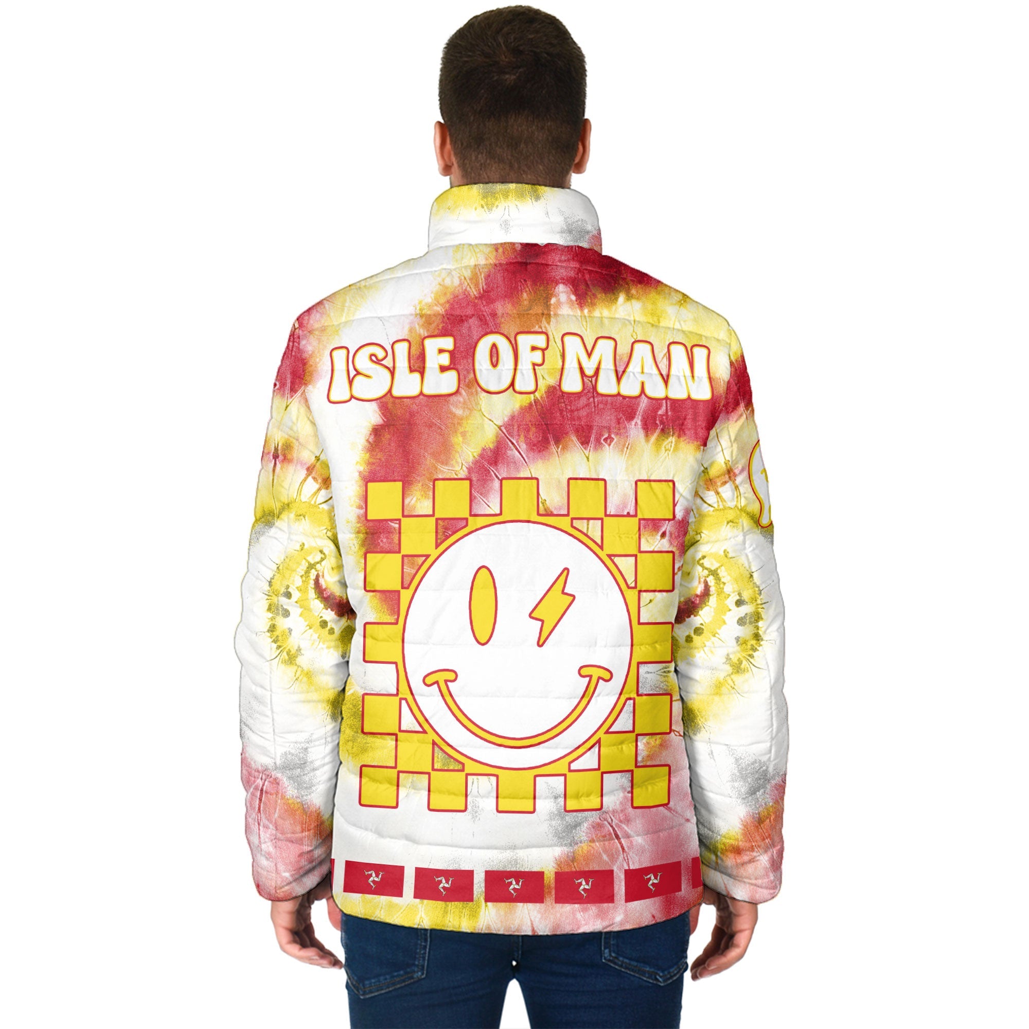 Isle Of Man Men Padded Jacket Custom Tie Dye Style 2