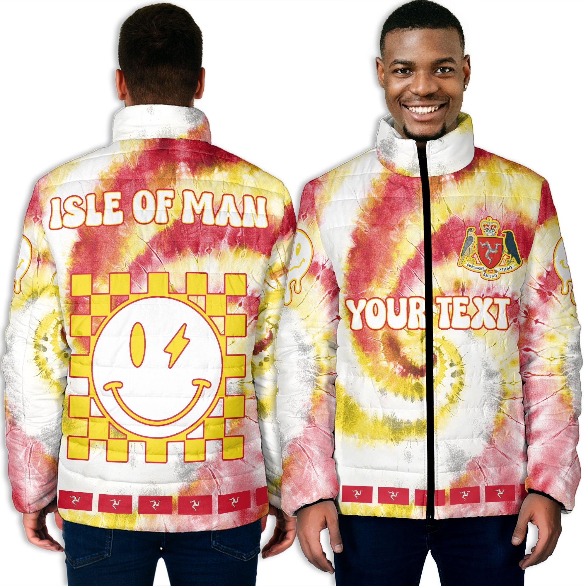 Isle Of Man Men Padded Jacket Custom Tie Dye Style 3