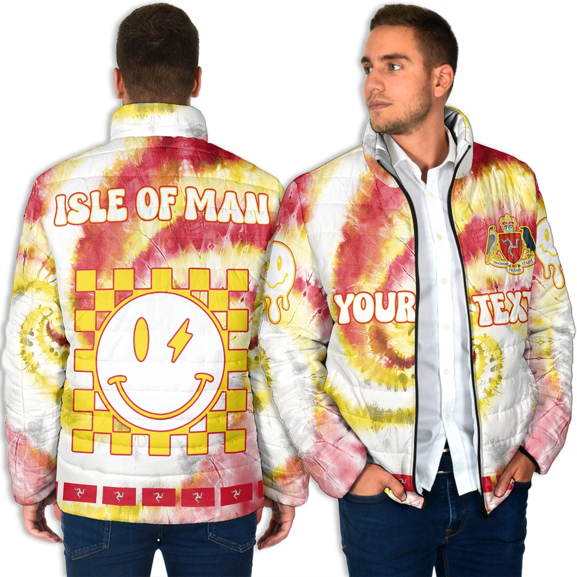 Isle Of Man Men Padded Jacket Custom Tie Dye Style 4