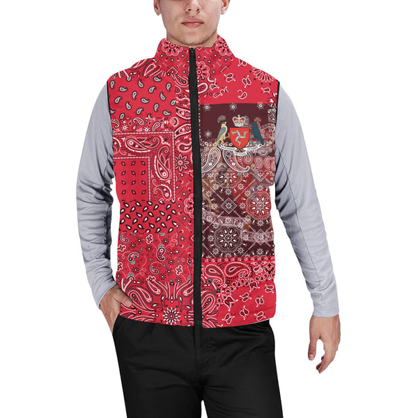 Isle Of Man Men Padded Jacket Vest Paisley Flag And Skull Style 1