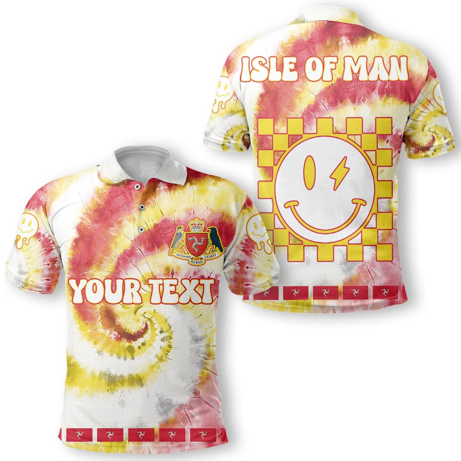 Isle Of Man Polo Shirt Custom Tie Dye Style 1