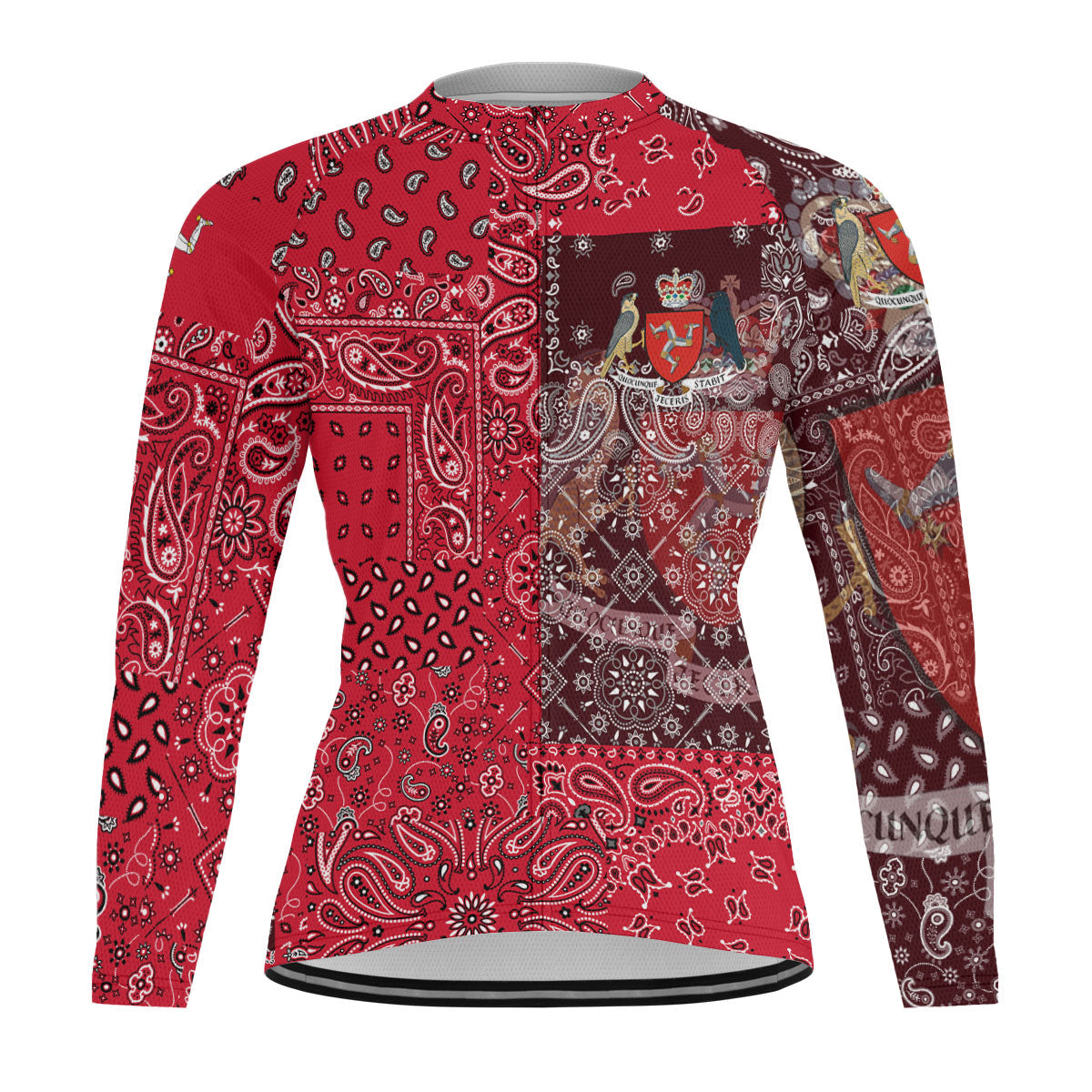 Isle Of Man Raglan Men Cycling Jersey Long Sleeve Paisley Flag And Skull Style 1