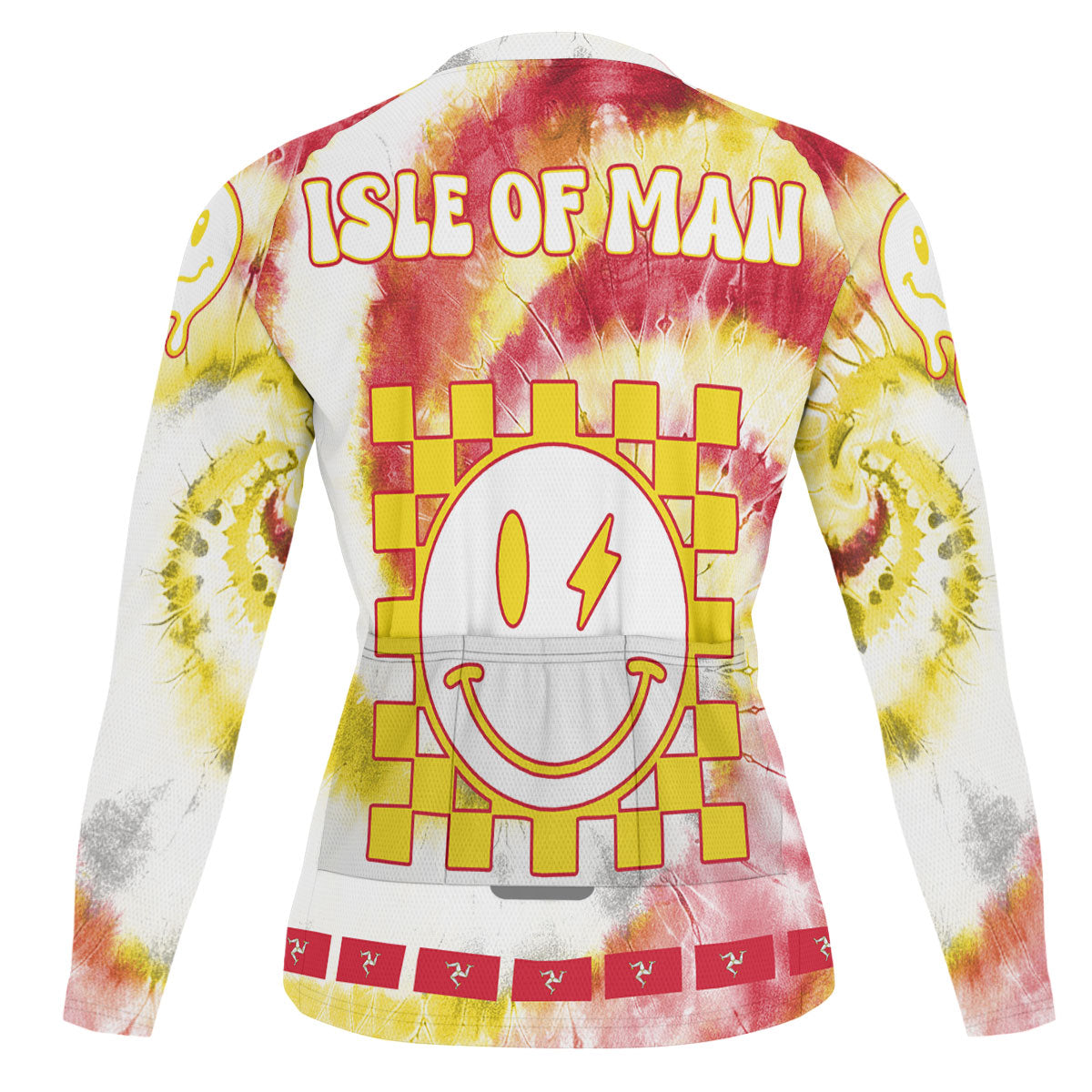 Isle Of Man Raglan Men Cycling Jersey Long Sleeve Custom Tie Dye Style 1