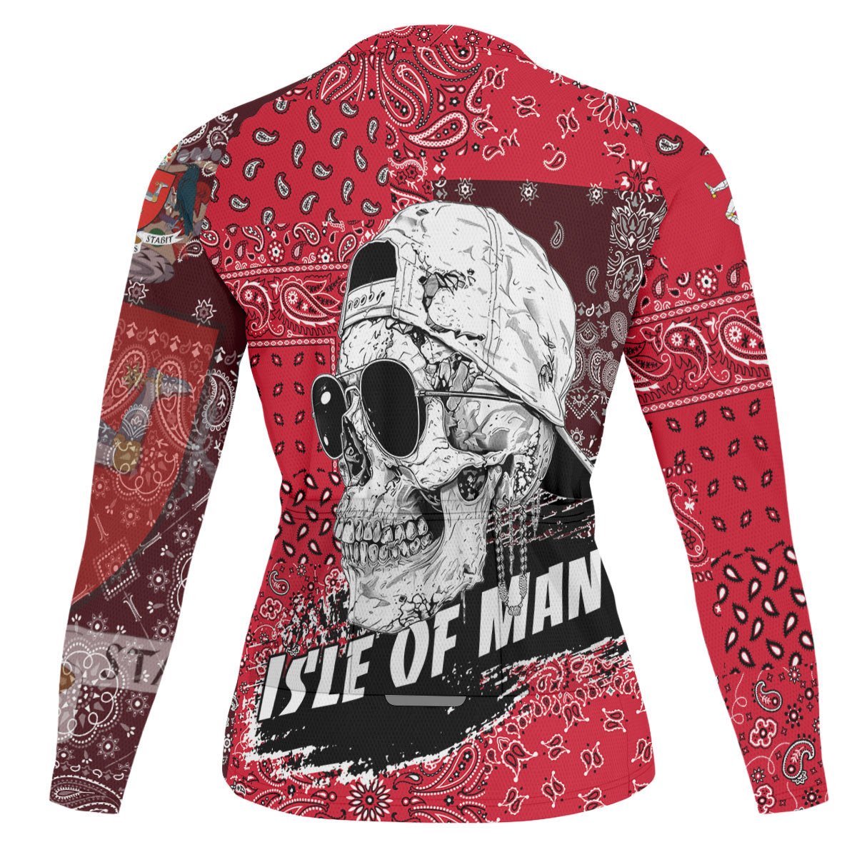 Isle Of Man Raglan Men Cycling Jersey Long Sleeve Paisley Flag And Skull Style 2