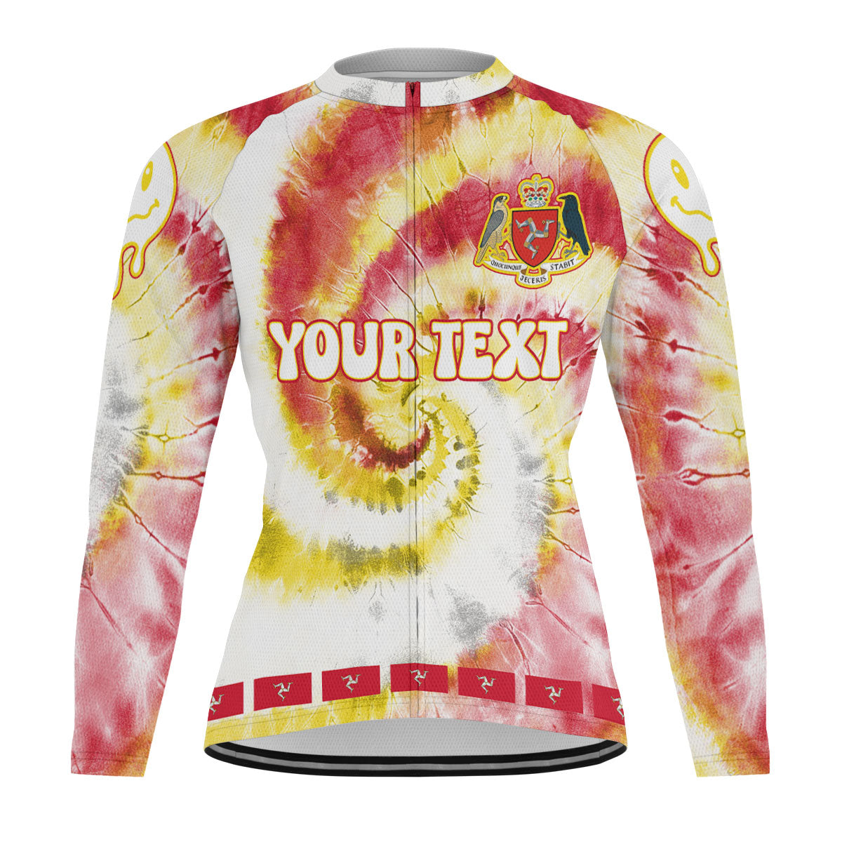 Isle Of Man Raglan Men Cycling Jersey Long Sleeve Custom Tie Dye Style 2