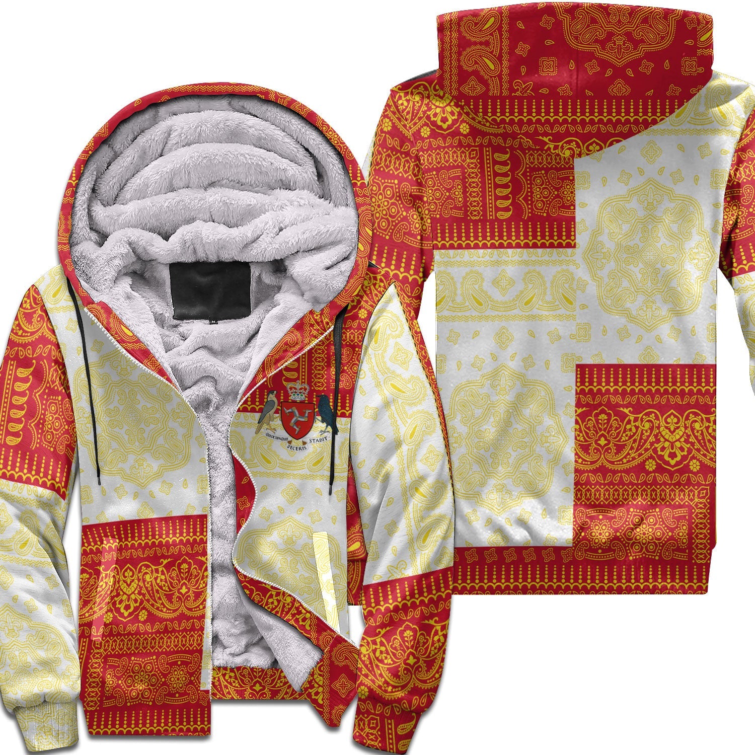 Isle Of Man Sherpa Hoodie Flag And Paisley Basic Style 1