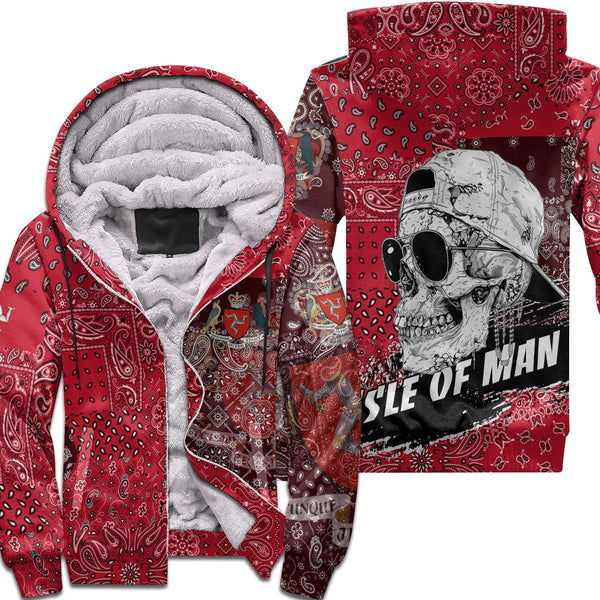 Isle Of Man Sherpa Hoodie Paisley Flag And Skull Style 1