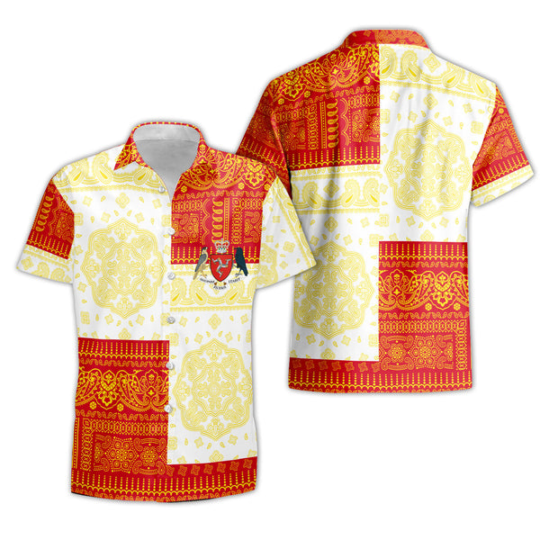 Isle Of Man Short Sleeve Shirt Flag And Paisley Basic Style 1