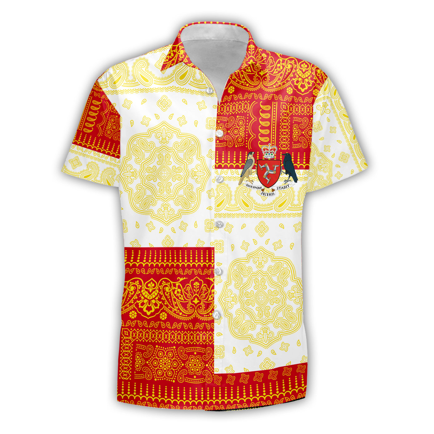 Isle Of Man Short Sleeve Shirt Flag And Paisley Basic Style 2