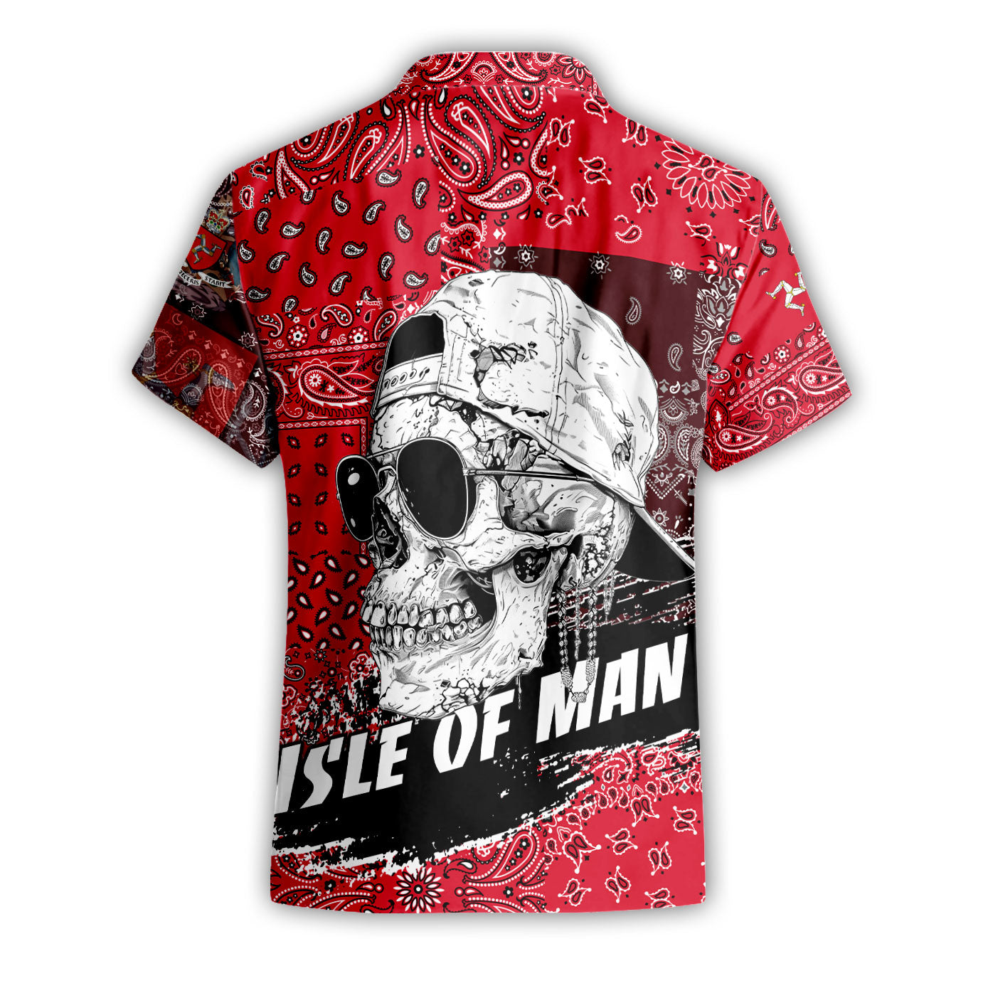 Isle Of Man Short Sleeve Shirt Paisley Flag And Skull Style 2