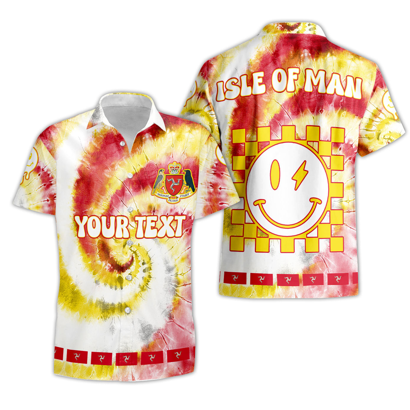 Isle Of Man Short Sleeve Shirt Custom Tie Dye Style 3