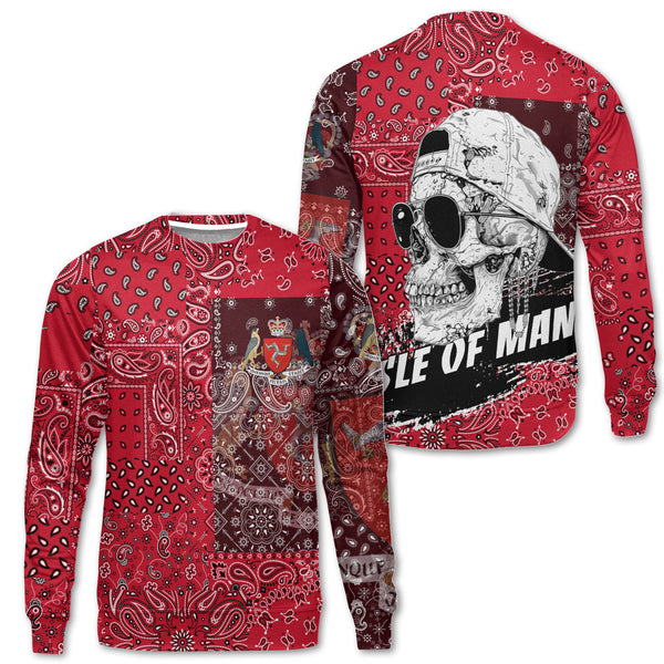 Isle Of Man Sweatshirt Paisley Flag And Skull Style 1