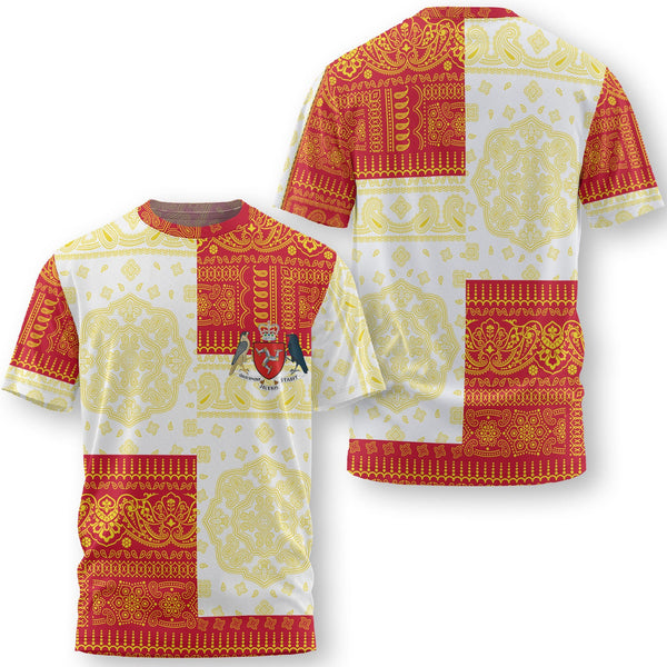 Isle Of Man T Shirt Flag And Paisley Basic Style 1