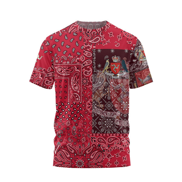 Isle Of Man T Shirt Paisley Flag And Skull Style 1