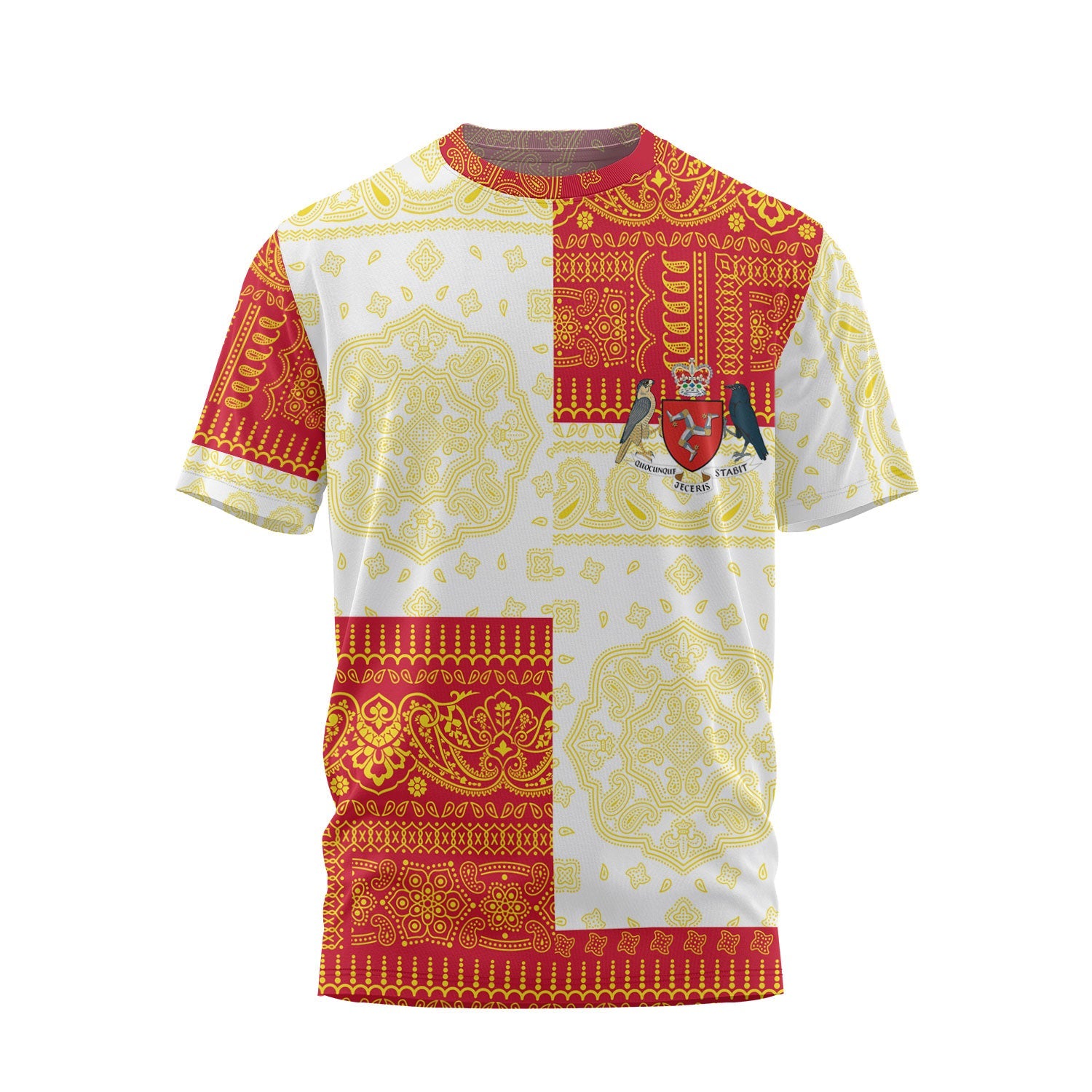 Isle Of Man T Shirt Flag And Paisley Basic Style 2