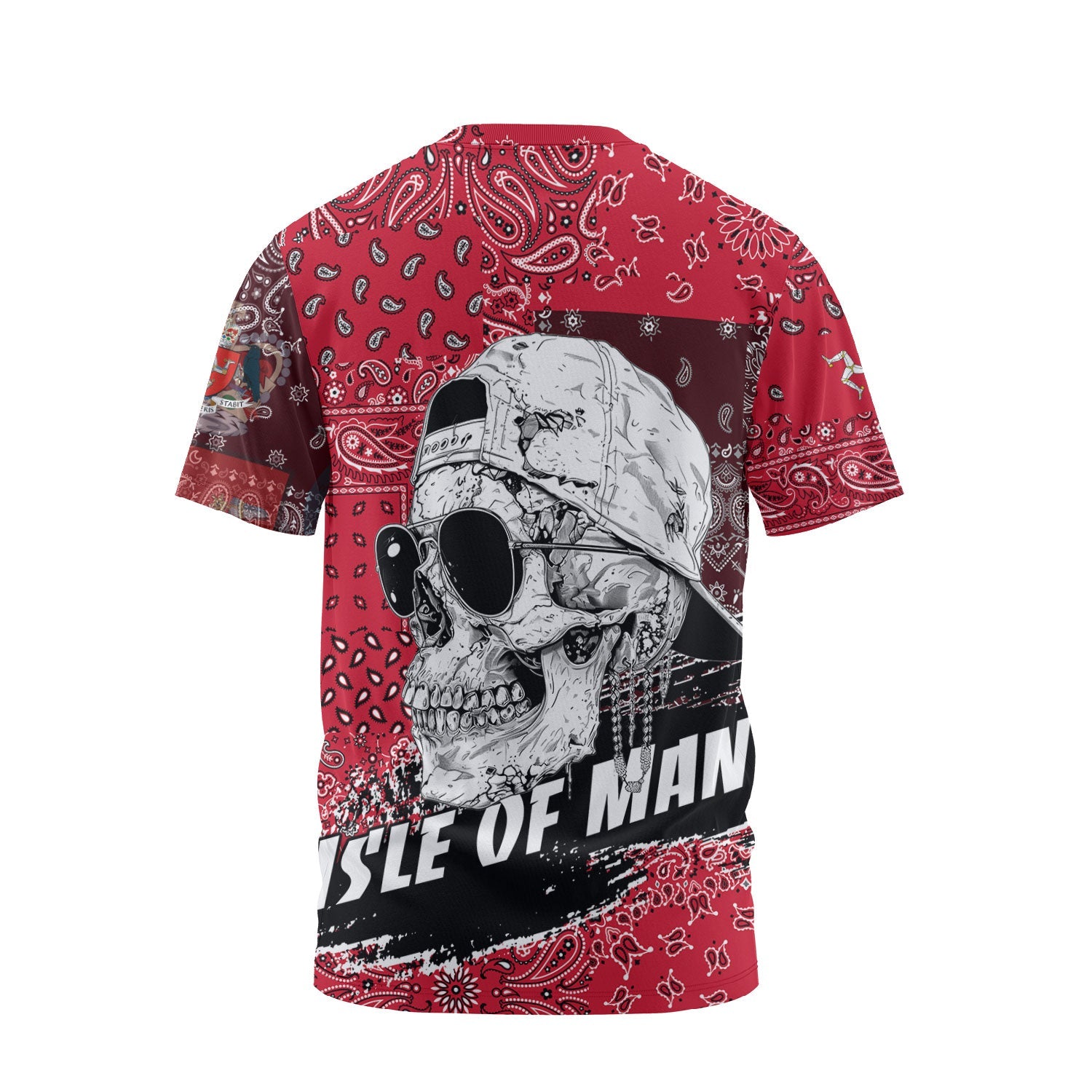 Isle Of Man T Shirt Paisley Flag And Skull Style 2