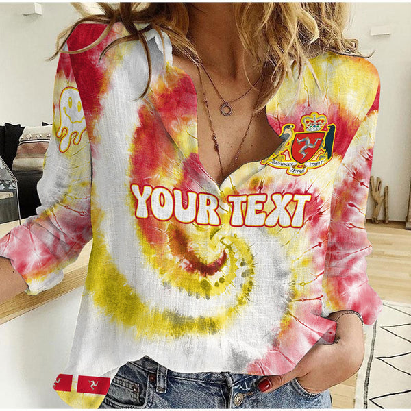 Isle Of Man Women Casual Shirt Custom Tie Dye Style 1