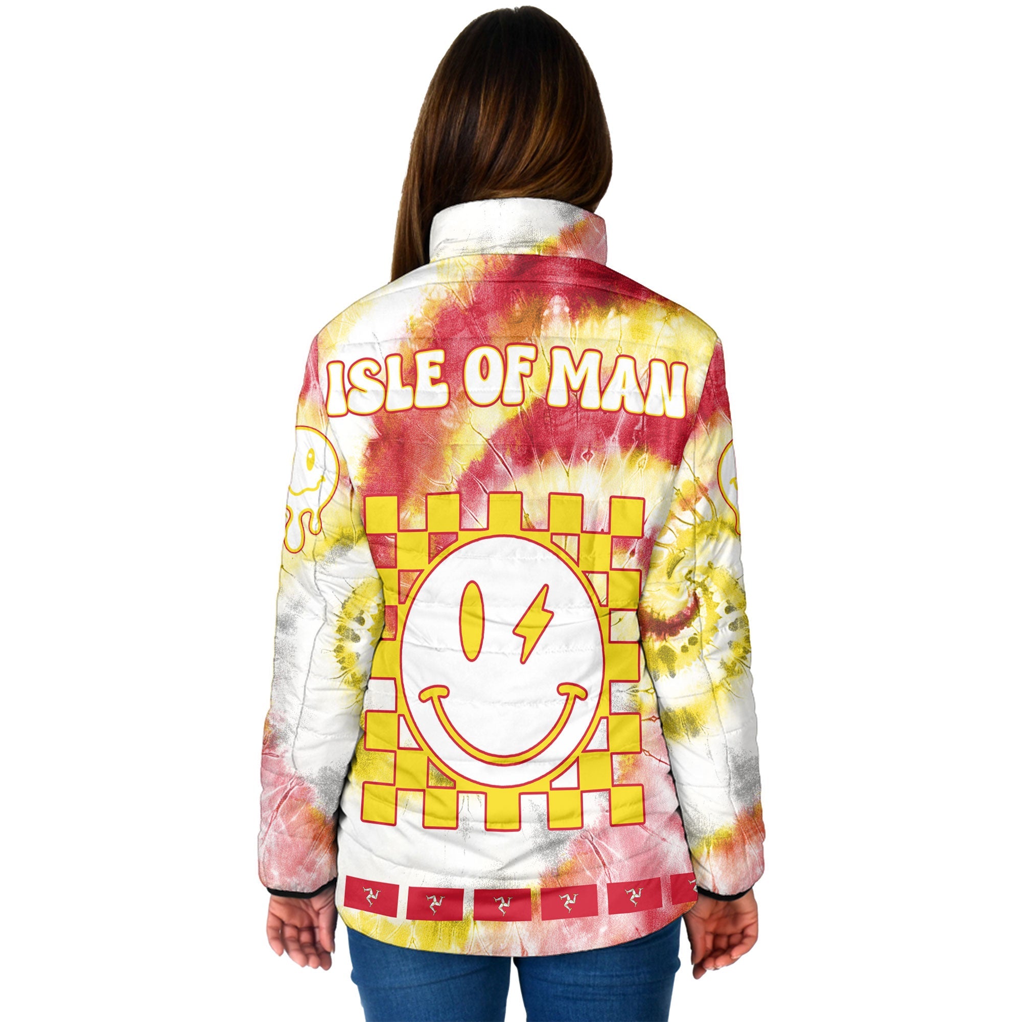 Isle Of Man Women Padded Jacket Custom Tie Dye Style 2