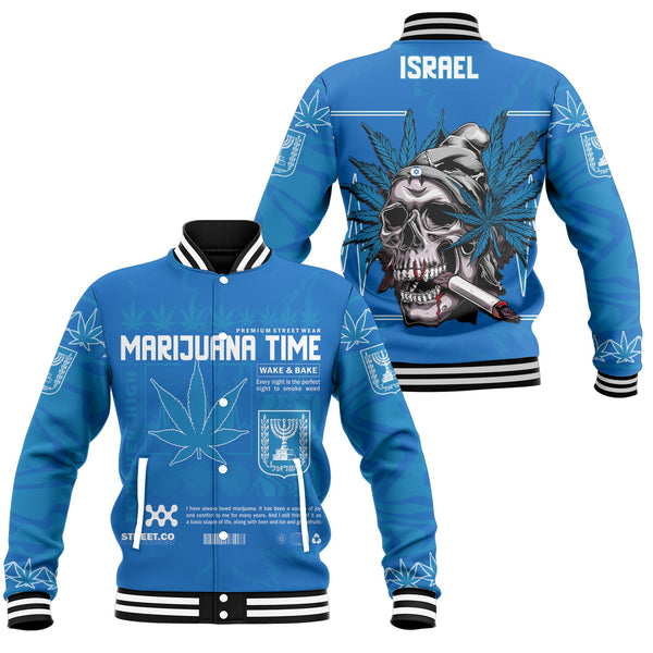 Israel Baseball Jacket Flag & Coat Of Arms Marijuanas Style