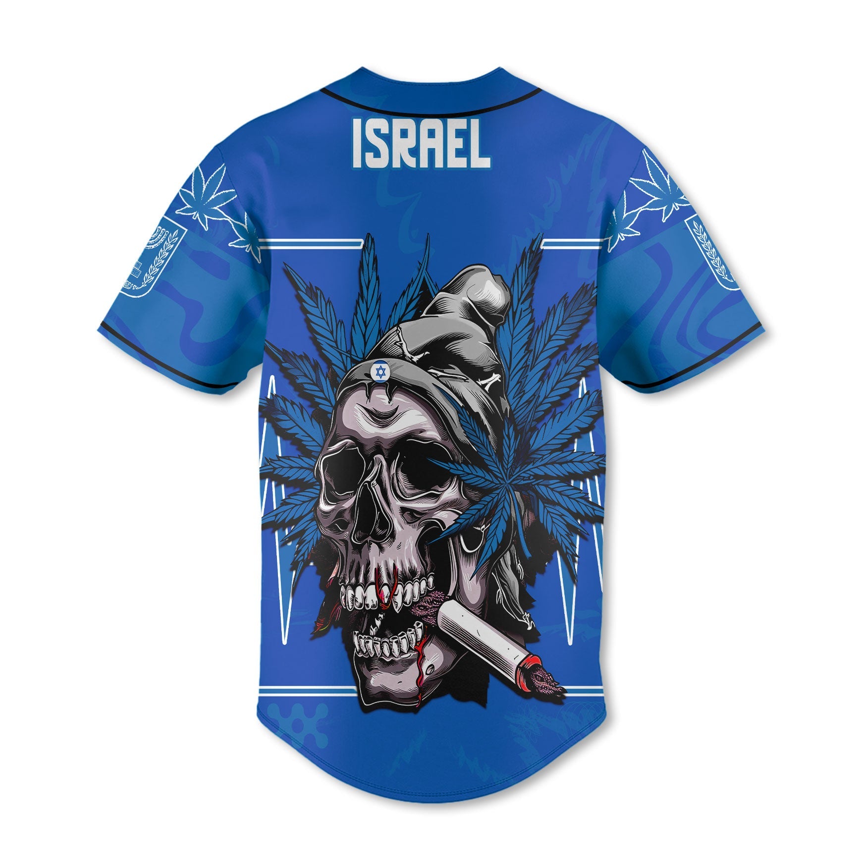 Israel Baseball Jersey Flag & Coat Of Arms Marijuanas Style