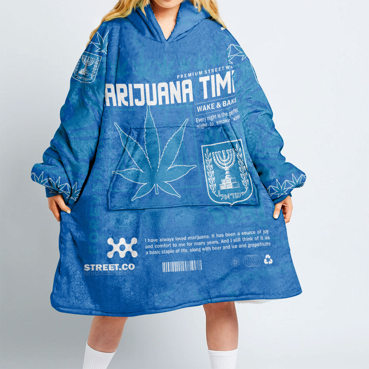 Israel Snug Hoodie Flag & Coat Of Arms Marijuanas Style