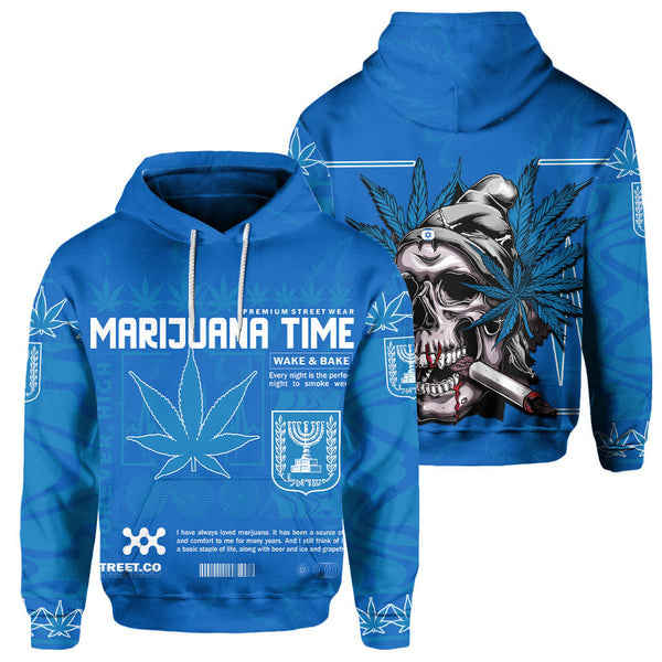 Israel Hoodie Flag & Coat Of Arms Marijuanas Style