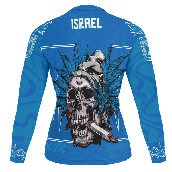 Israel Men's Cycling Jersey Long Sleeve Flag & Coat Of Arms Marijuanas Style