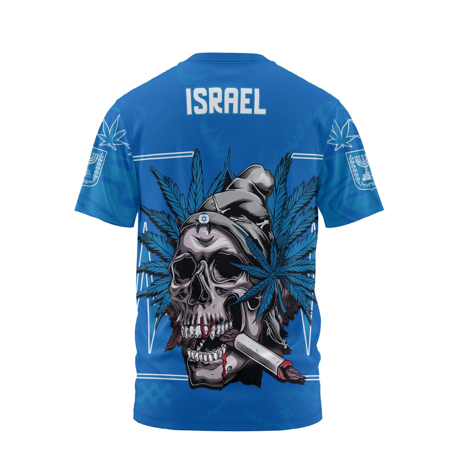 Israel T Shirt Flag & Coat Of Arms Marijuanas Style