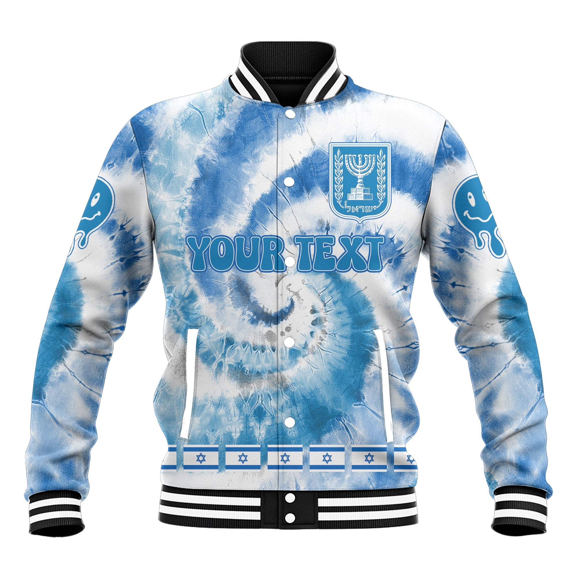 Israel Baseball Jacket Custom Tie Dye Style 2