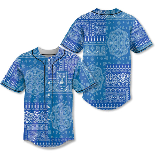 Israel Baseball Jersey Flag And Paisley Basic Style 1