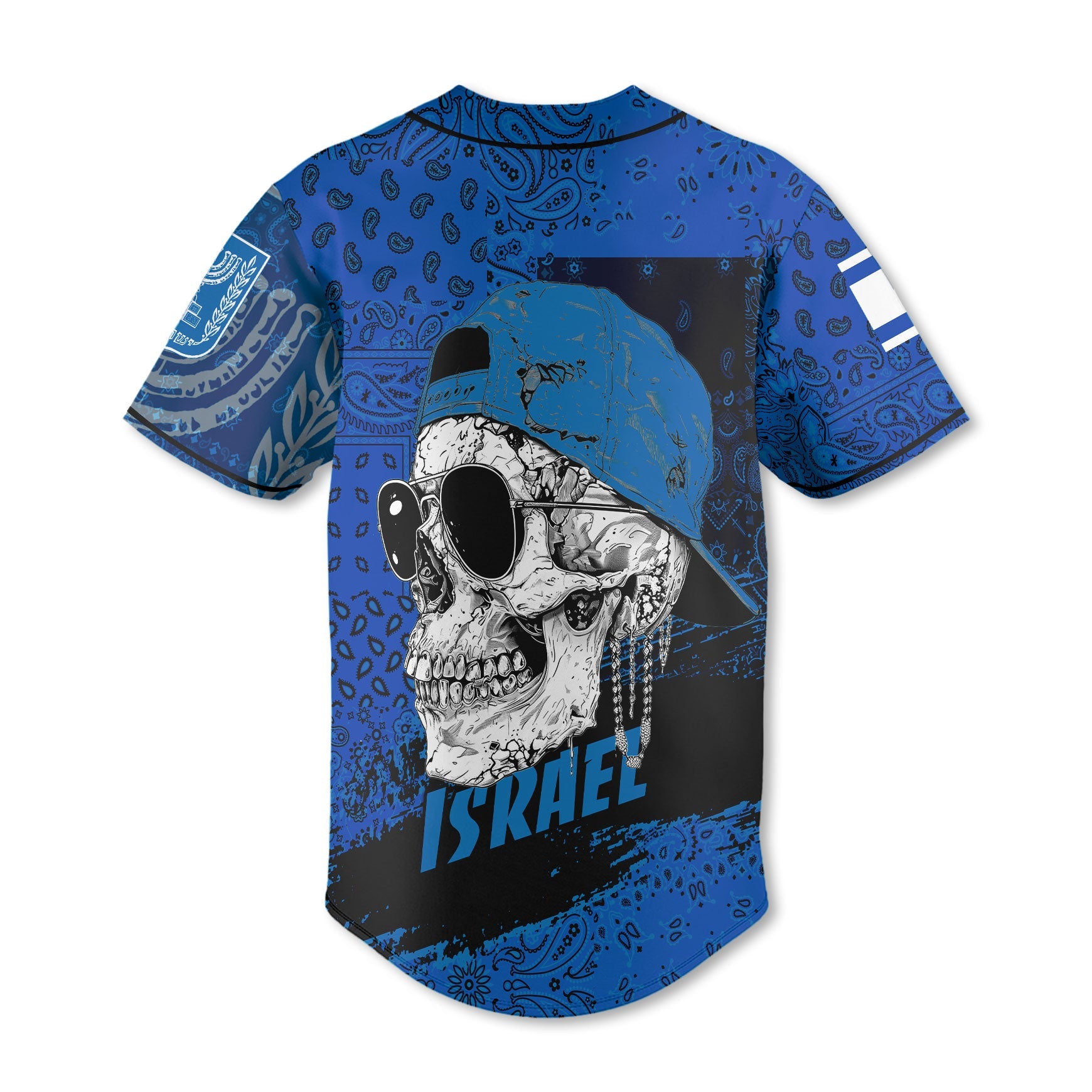 Israel Baseball Jersey Paisley Flag And Skull Style 3