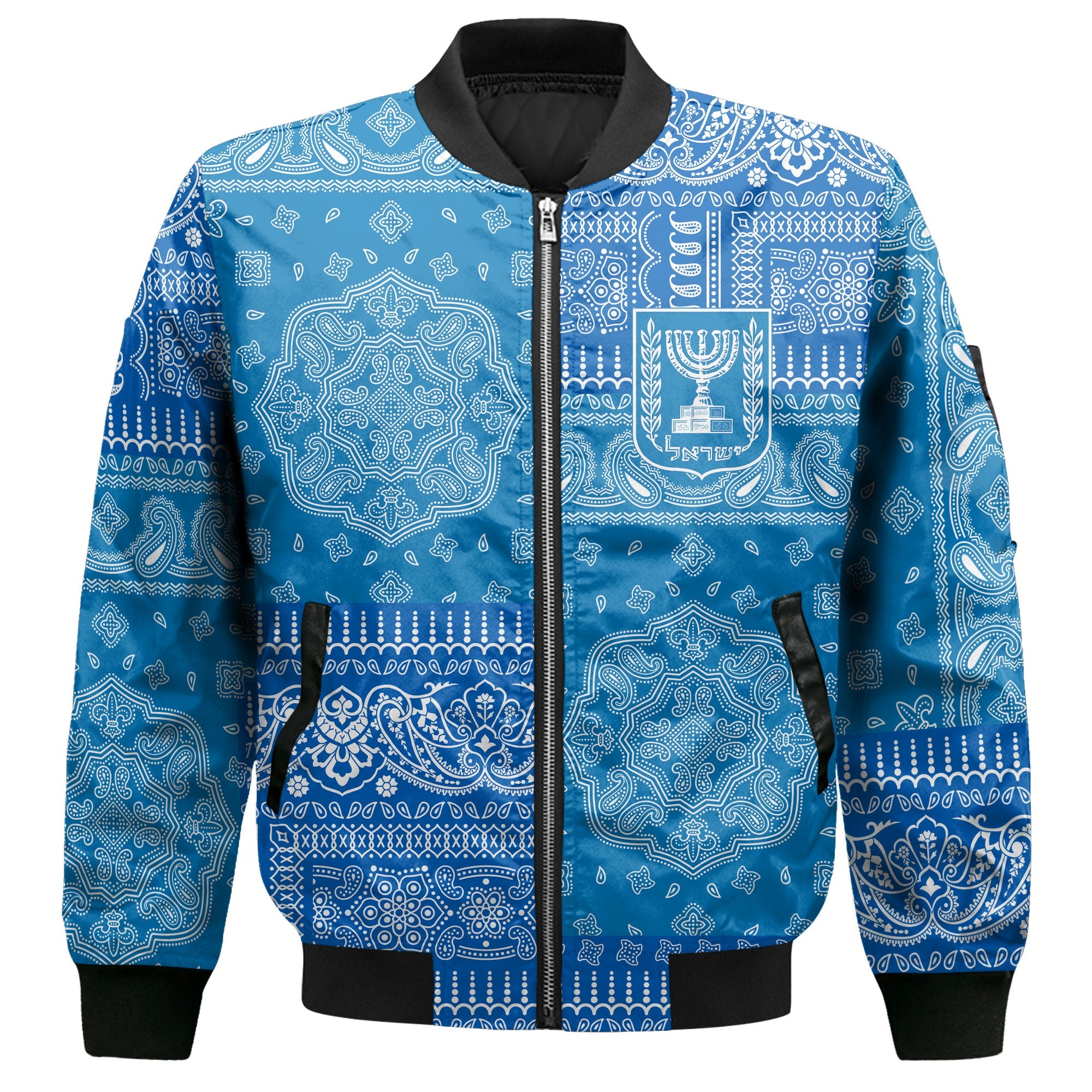 Israel Bomber Jacket Flag And Paisley Basic Style 2