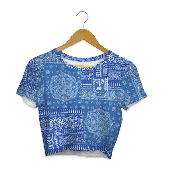 Israel Croptop T Shirt Flag And Paisley Basic Style 1