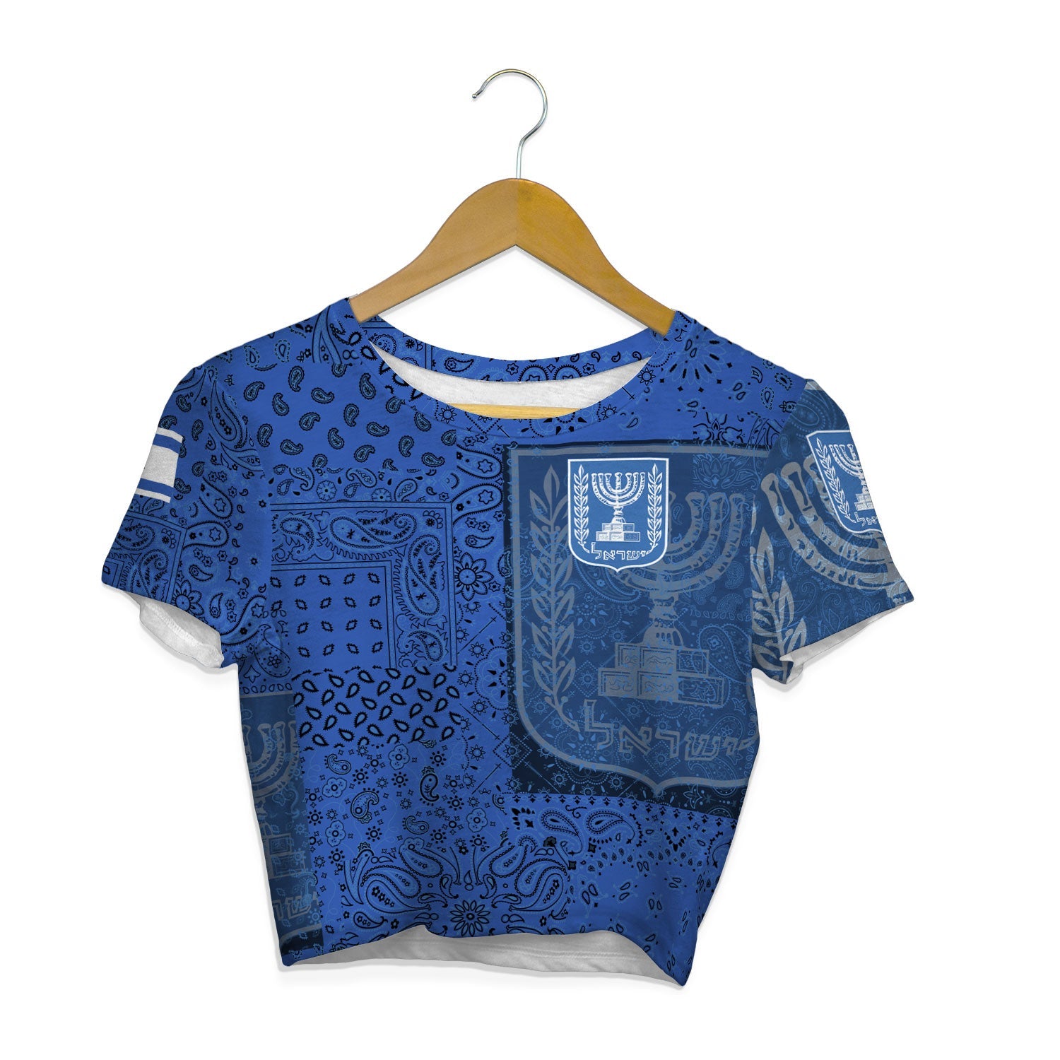 Israel Croptop T Shirt Paisley Flag And Skull Style 1