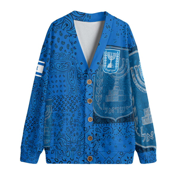 Israel Fleece Cardigan Paisley Flag And Skull Style 1