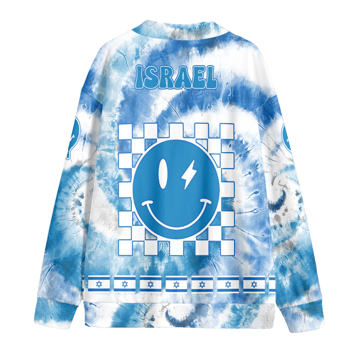 Israel Fleece Cardigan Custom Tie Dye Style 2