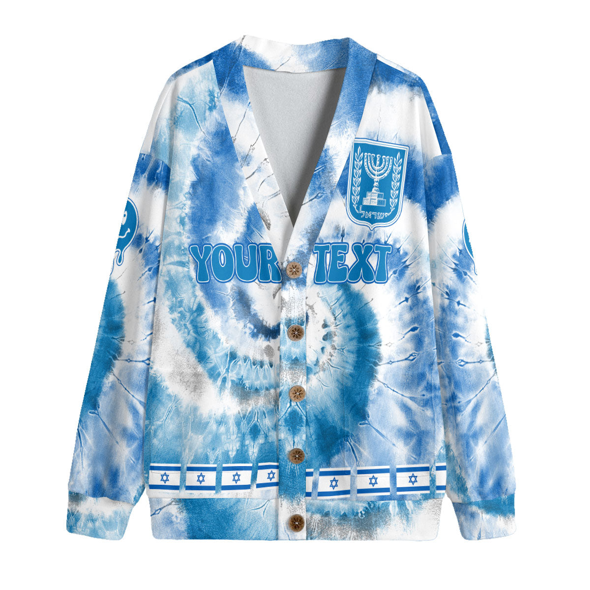 Israel Fleece Cardigan Custom Tie Dye Style 4