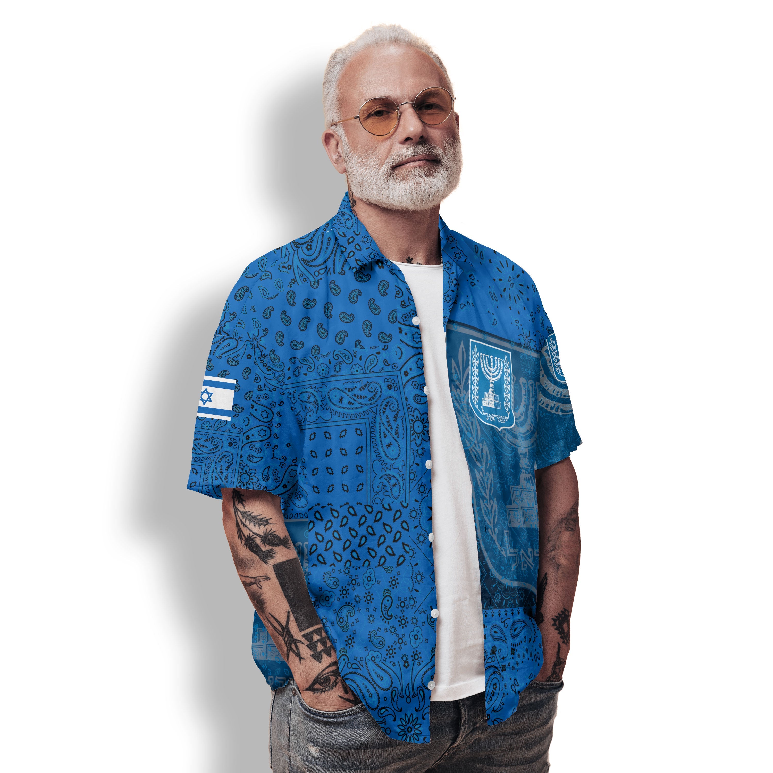 Israel Hawaiian Shirt Paisley Flag And Skull Style 2