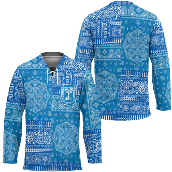 Israel Hockey Jersey Flag And Paisley Basic Style 1