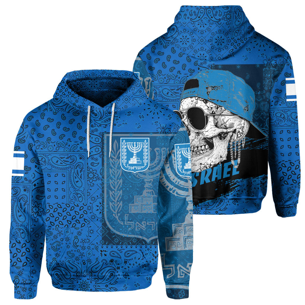 Israel Hoodie Paisley Flag And Skull Style 1