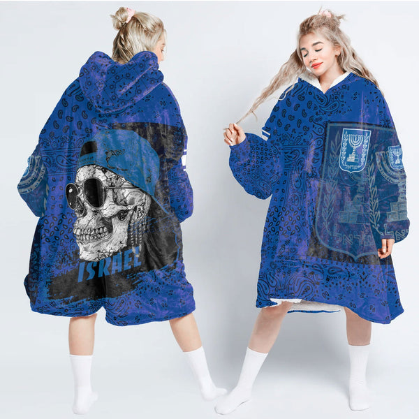 Israel Hoodie Blanket Paisley Flag And Skull Style 1