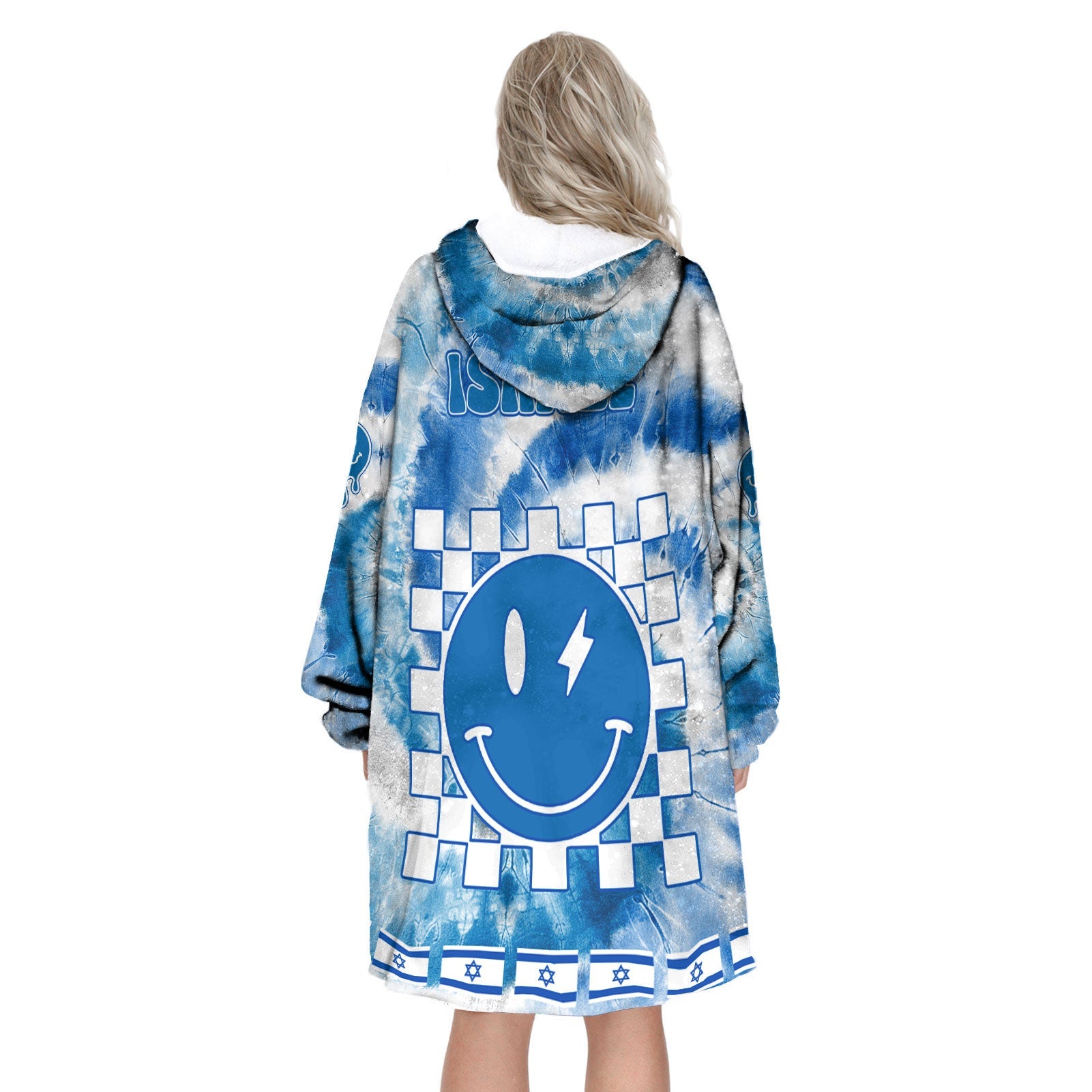 Israel Hoodie Blanket Custom Tie Dye Style 3