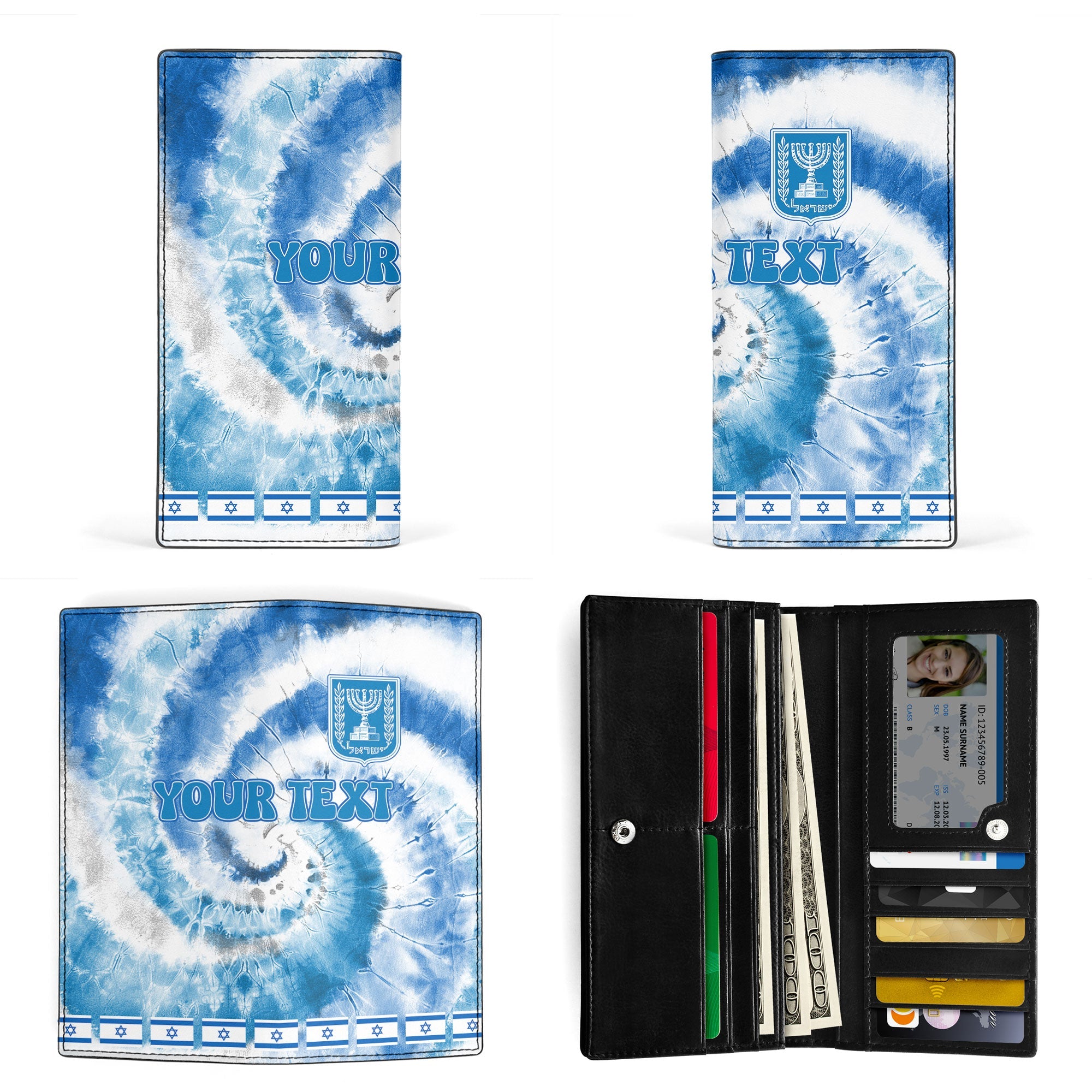 Israel Leather Wallet Custom Tie Dye Style 3