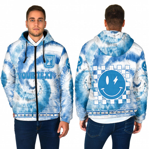 Israel Men Hooded Padded Jacket Custom Tie Dye Style 1