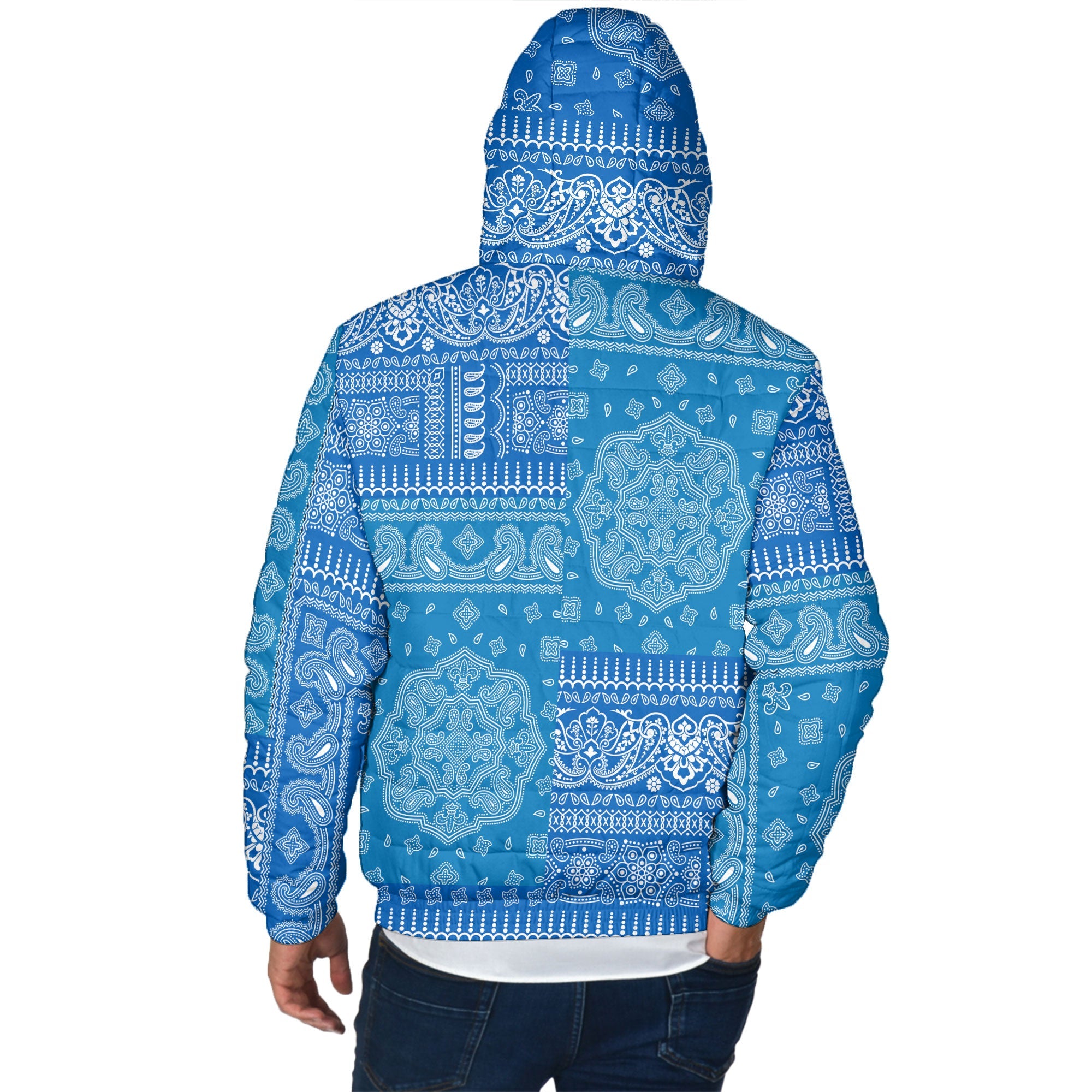 Israel Men Hooded Padded Jacket Flag And Paisley Basic Style 3