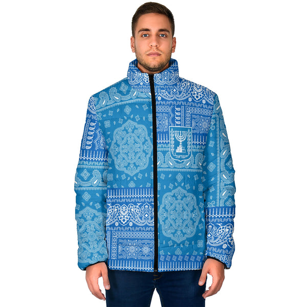 Israel Men Padded Jacket Flag And Paisley Basic Style 1