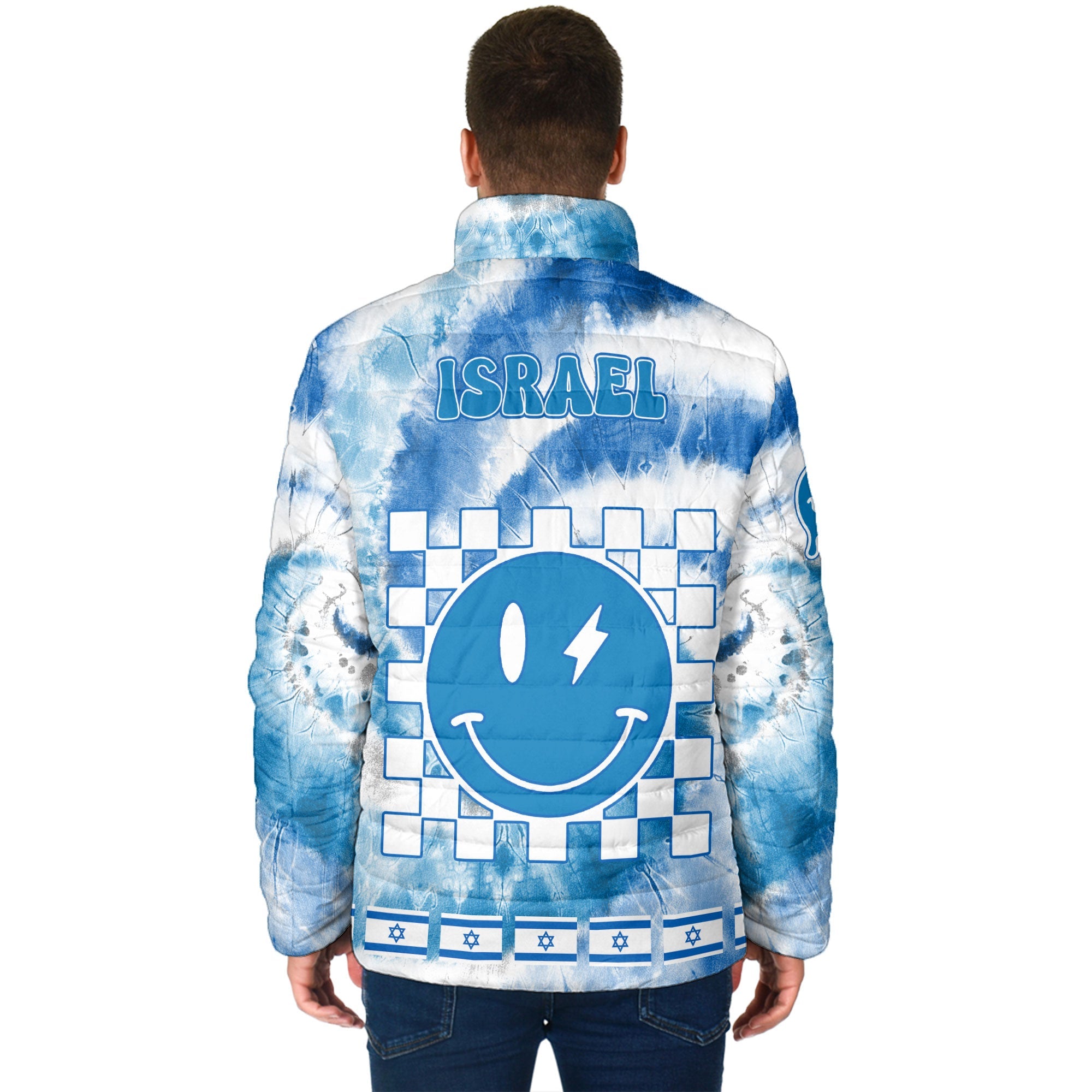 Israel Men Padded Jacket Custom Tie Dye Style 2