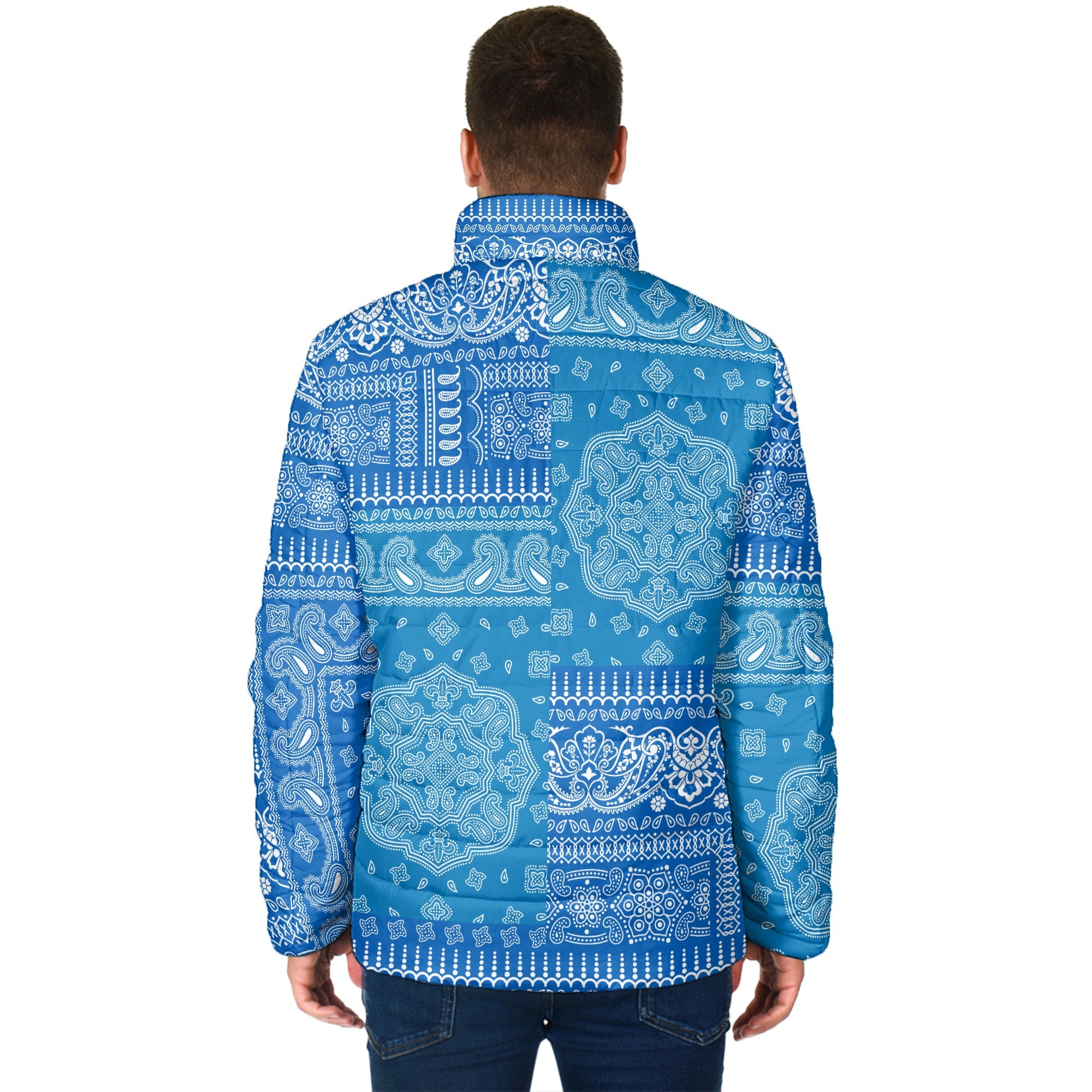 Israel Men Padded Jacket Flag And Paisley Basic Style 2